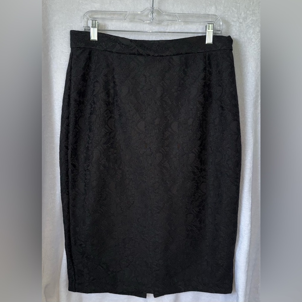 Jennifer Lopez Y2K Size 14 Black Lace Pencil Skirt